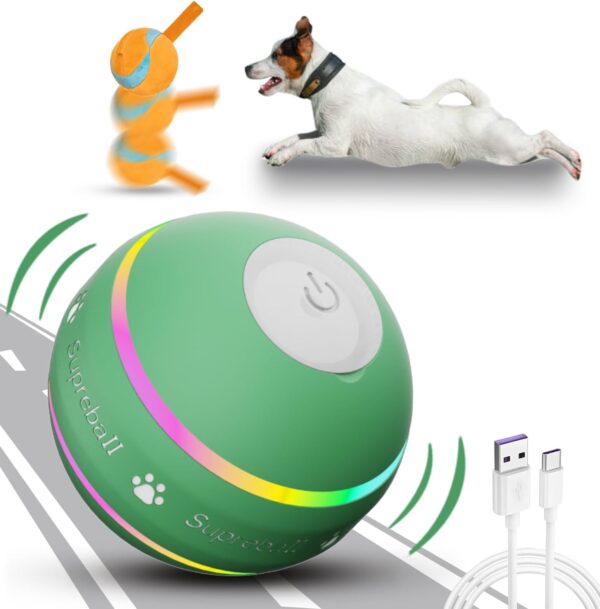 BARHOMO Dog Balls,The 3rd Generation Interactive Toys for Puppy/Small/Medium/Large Dogs,Improved Dog Rolling Effect Tennis Ball with Strap, Tough Motion Activated Automatic Moving Dog Ball Toys