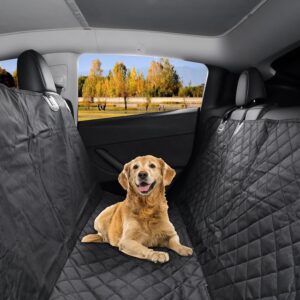 BASENOR Tesla Dog Car Seat Cover 100% Waterproof Non-Slip Pet Dog Back Seat Covers Boot Liner for Dogs with Adjustable Straps for Model Y Accessories 2019-2024