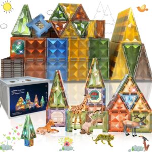 BUBUQE Magnetic Tiles 3D Magnet Building Block Toys Educational Stem Learning Toy with Farm Animal and Lighting Effect Construction Sensory Toys Preschool Gift for Boys and Girls 3 4 5 6 7 8 Years+