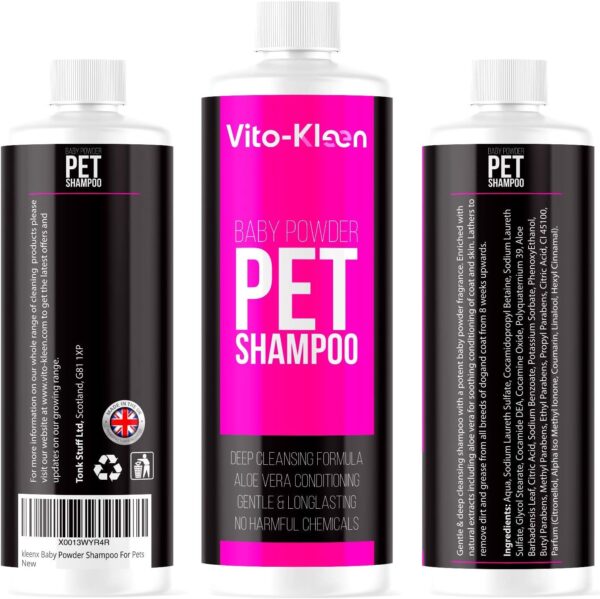 Baby Powder Dog Shampoo & Conditioner In One | 1 LITRE Professional Grooming | Conditioning & Aloe Extracts Prevent Dandruff | Extra Mild For Daily Use | For Smelly, Itchy, Dogs & Pets | UK Made