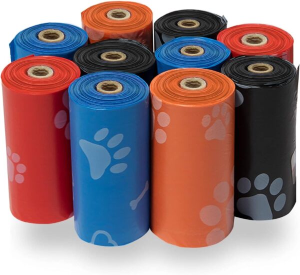 Best Pet Supplies Dog Poop Bags for Waste Refuse Cleanup, Doggy Roll Replacements for Outdoor Puppy Walking and Travel, Leak Proof and Tear Resistant, Thick Plastic - Mixed Colors, 150 Bags