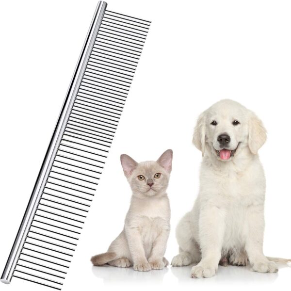 Boao Stainless Steel Pet Comb Pet Grooming Comb Rounded Teeth Dog Comb for Large, Medium and Small Dogs and Cats with Tangled Short/Long Hair (19 x 3 cm)