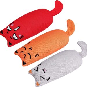 Bojafa Cat Catnip Toys For Indoor Cats Adult: 3 Pack Soft Kitten Teething Chew Toys Small Cat Kicker Toy Interactive Catnip Plush Toys Strong Catnip Pillow Pet Cute Cat Nip Teeth Cleaning Toys