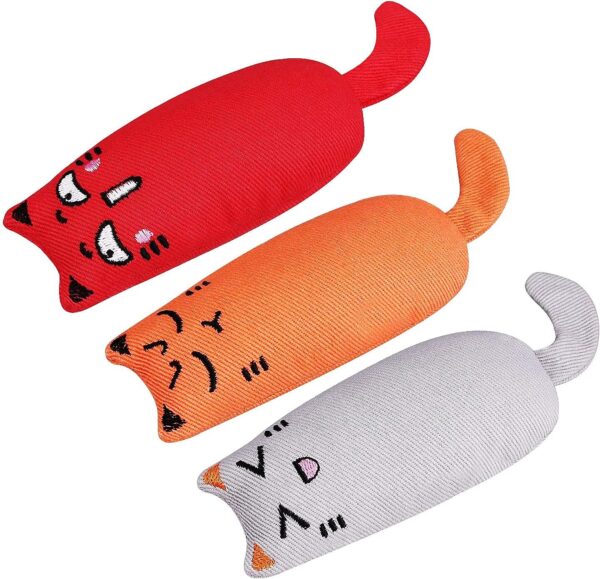 Bojafa Cat Catnip Toys For Indoor Cats Adult: 3 Pack Soft Kitten Teething Chew Toys Small Cat Kicker Toy Interactive Catnip Plush Toys Strong Catnip Pillow Pet Cute Cat Nip Teeth Cleaning Toys