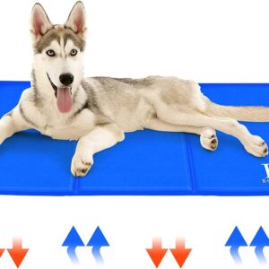 Bosceos Large Dog Cooling Mat, Scratch-proof Waterproof Activated Gel Cooling Pad for Dogs, Non-Toxic, Great Dog Accessories to Help Your Pet Stay Cool This Summer, Ideal for Home Travel, 90x50cm