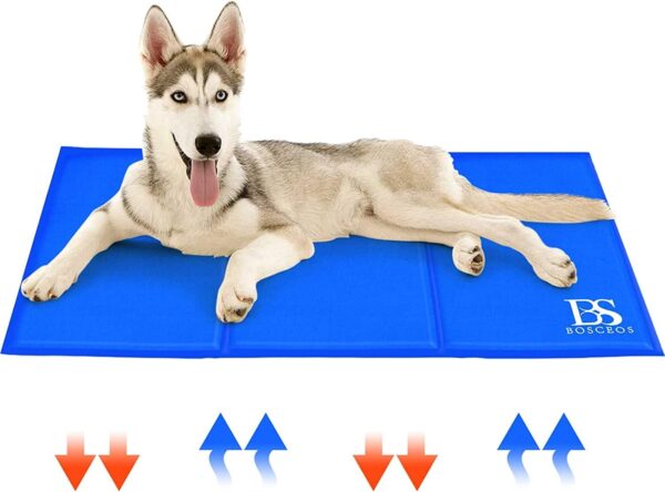 Bosceos Large Dog Cooling Mat, Scratch-proof Waterproof Activated Gel Cooling Pad for Dogs, Non-Toxic, Great Dog Accessories to Help Your Pet Stay Cool This Summer, Ideal for Home Travel, 90x50cm