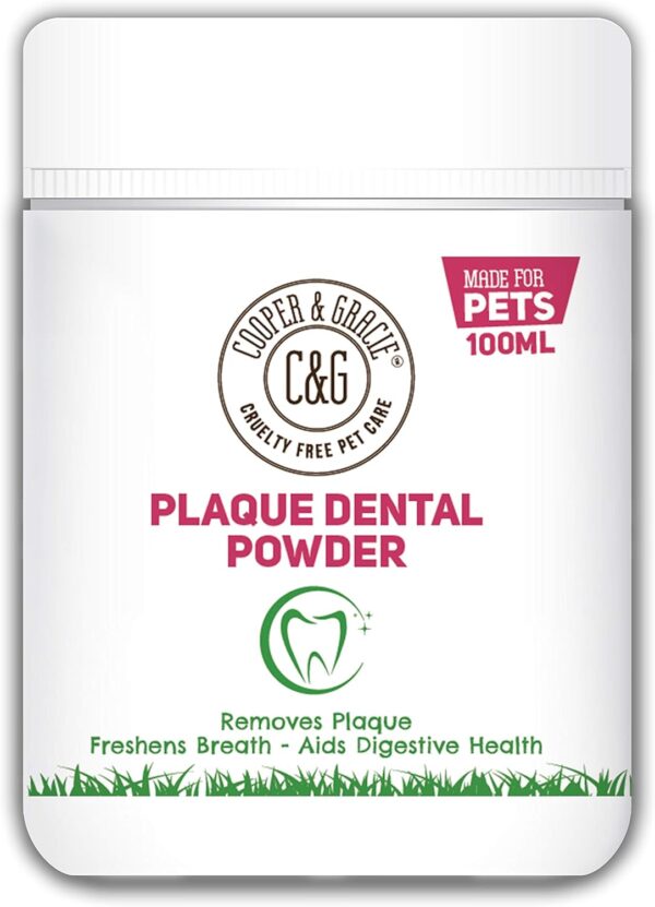 C&G Pets | Plaque Dental Powder 100ML | Plant Based Antibacterial Dog Mouthwash Plaque Off | Natural Ingredients Dog Plaque Remover | Ideal for Dog Dental Care Plaque Off Dogs Plaque Off