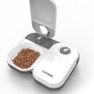 Cat Mate C200 2 Meal Automatic Pet Feeder with Timer and Ice Pack For Cats And Small Dogs, For use with Wet and Dry Food - White