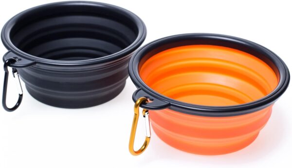 Collapsible Travel Dog Bowl, Portable Pet Cat Food Water Feeding Bowl, Set of 2(orange and black)