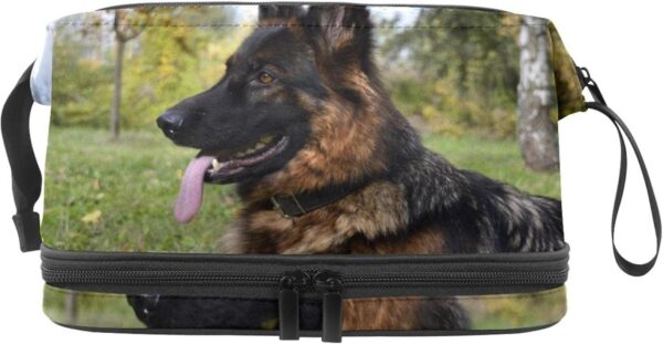 Cosmetic Bag for Women, Adorable Roomy Makeup Bags Travel Water Resistant Toiletry Bag Accessories Organizer, Animal German Shepherd Pet