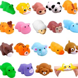 DIYDEC 18pcs Mochi Squishy Toys, Mini Jungle Animals Squishies Soft Squeeze Fidget Toys Kawaii Stress Relief Toys Party Bags Fillers for Boys Girls Birthday Party Favors