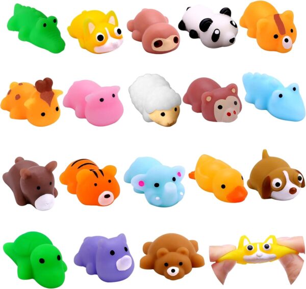 DIYDEC 18pcs Mochi Squishy Toys, Mini Jungle Animals Squishies Soft Squeeze Fidget Toys Kawaii Stress Relief Toys Party Bags Fillers for Boys Girls Birthday Party Favors