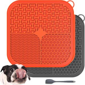 Decyam Licky Mats for Dogs -Dog Slow Feeding Lick Mats for Dogs and Cats, Non-Slip Suction Cup Base Dog Lick Mats Ideal for Pet Grooming and Training (2 Pack+1 Spatula)