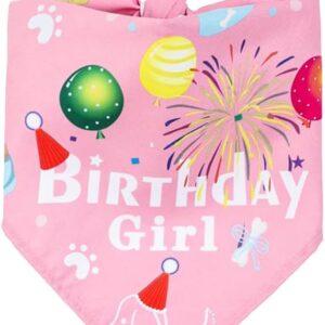 Dog Birthday Bandana Large Breed Girl & Boy, Soft Dog Triangle Scarf Bib Accessories, Washable Adjustable Pet Kerchief, Party Supplies for Small Medium Cats Pets (Pink)