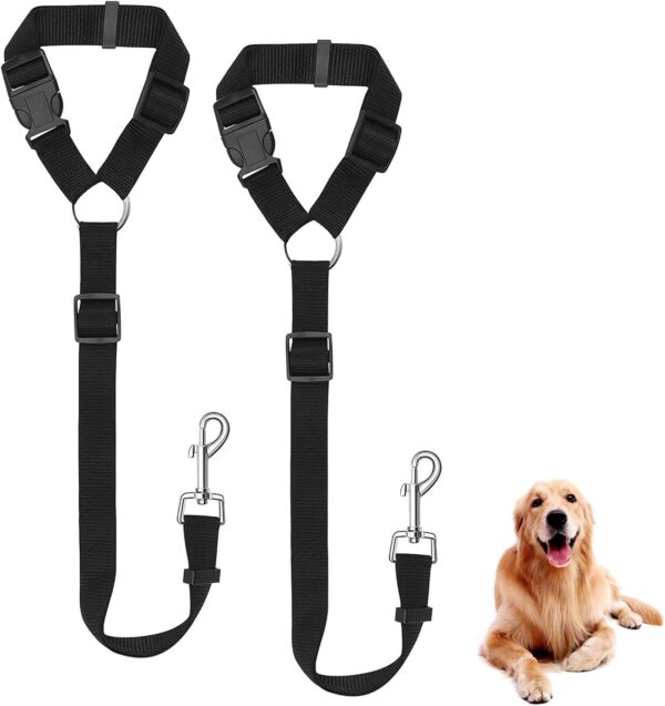 Dog Car Seat Belt, 2 Pack Dual Use Adjustable Dog Car Harness Restraints Leads Pet Puppy Dog Safety Seat Belt For Any Cars Vehicle Travel Dog Dog Seat Belt For Car Harness Boot,Accessories