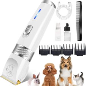 Dog Clippers 2-Speed Dog Grooming Kit, Dog Hair Trimmer, Cat Shaver, Low Noise Rechargeable Cordless Pet Clippers for Small Medium Large Dogs Cats