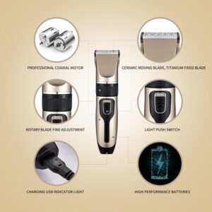 Dog Clippers Professional Low Noise Dog Grooming Kit Rechargeable Cordless Quiet Dog Clippers for Cats and Pets Safe and Efficient Pet Grooming Clippers