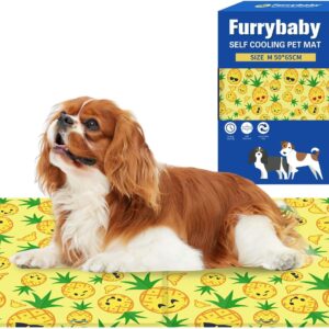 Dog Cool Mat, Dogs Self Cooling Gel Mat Pads Pet Cool Beds (Medium (50x65cm), pineapple cooling mat)