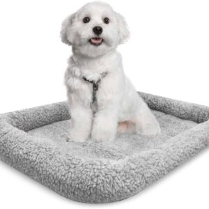 Dog Crates + Dog Bed - Small Washable Mattress | Comfortable Dog Cushion | Warm Dog Mat with Anti-Slip Bottom | Collapsible Bed | Puppy Mat Pad Blanket Dog Cats Bedding in Grey (58x43cm)