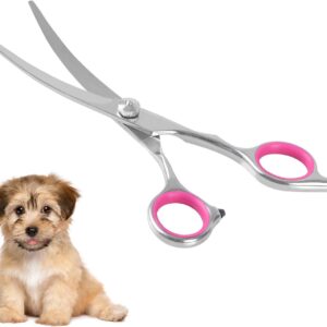 Dog Curved Scissors, 6" Curved Cat Dog Grooming Scissors Stainless Steel Dog Cat Hair Cutting Eye Trimming Scissors Up Curved for Dog Grooming Family