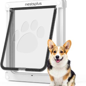 Dog Door, Pet Door for Dogs and Cats, 8.86" x 11.1" Inner Frame for Medium Dog and Pets, Easy to Install, Closing Panel Included, Durable Frame Doggy Door for Door & Wall, White Doggie Door, Medium