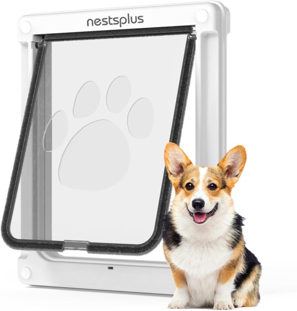 Dog Door, Pet Door for Dogs and Cats, 8.86" x 11.1" Inner Frame for Medium Dog and Pets, Easy to Install, Closing Panel Included, Durable Frame Doggy Door for Door & Wall, White Doggie Door, Medium