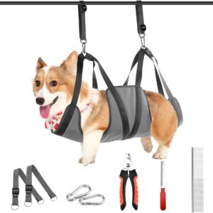 Dog Grooming Hammock Harness, Pet Grooming Helper Dog Sling for Nail Clipping Trimming, Dog Hammock Restraint Bag for Small Medium Breeds Ear/Eye/Hair Care (Small)