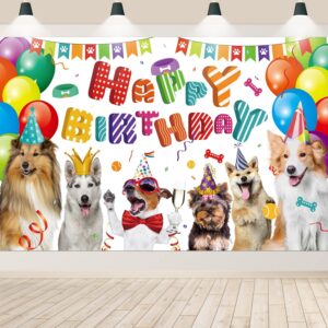 Dog Happy Birthday Backdrop, Dog Birthday Party Decorations Puppy Photography Background for Pets, Puppy, Kids, Dog Theme Birthday Party Supplies