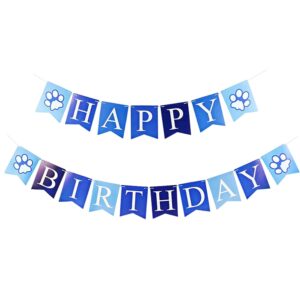 Dog Happy Birthday Banner Blue - Puppy Boys Birthday Banner Dog Birthday Party Supplies, Boy Dog Happy Birthday Sign Garland for Dog Themed Birthday Party Decoration