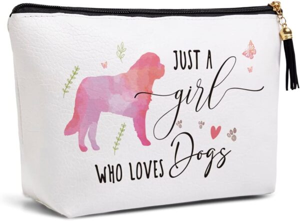 Dog Mom Gifts for Women Dog Accessories Dog Stuff Dog Gifts for Dog Pet Lovers Teen Women Women Sisters Bestie Best Friend Cousin Funny Birthday Makeup Bag Travel Toiletry Bag A Women Who Loves Dogs,