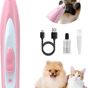 Dog Paw Trimmer for Grooming Rechargeable Cordless Paw Trimmer for Dogs Low Noise Cordless Pet Shaver for Grooming Hair of Small Areas Around Pet's Paws Eyes Ears Rump (Pink)