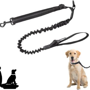 Dog Seat Belt for Car, Multifunctional Dog Leash, Adjustable Car Dog Lead Collar，with Reflective Duty Strap and Anti-shock Elastic Bungee for Small, Medium and Large Dogs,Pet Travel Accessories