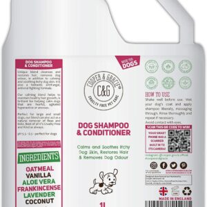 Dog Shampoo & Conditioner 1L | Anti-Bacterial Anti-Fungal | Calms & Soothes Itchy Dog Skin | Restores Hairs | Remove Bad Odour