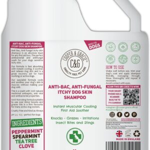 Dog Shampoo For Itchy Skin Antibacterial And Antifungal | Natural Medicated Low Lather Safe Formula | Fast Absorbing and Skin Cooling First Aid | Great For Cuts Grazes Skin Irritation