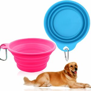 Dog Travel Bowl Collapsible Dog Bowl Portable Food Bowl Silicone Cat Bowl With Clip Expandable Cup Puppy Feeding Watering Supplies Travel Essential Home Accessories Assorted Color 15cm (1Pc)