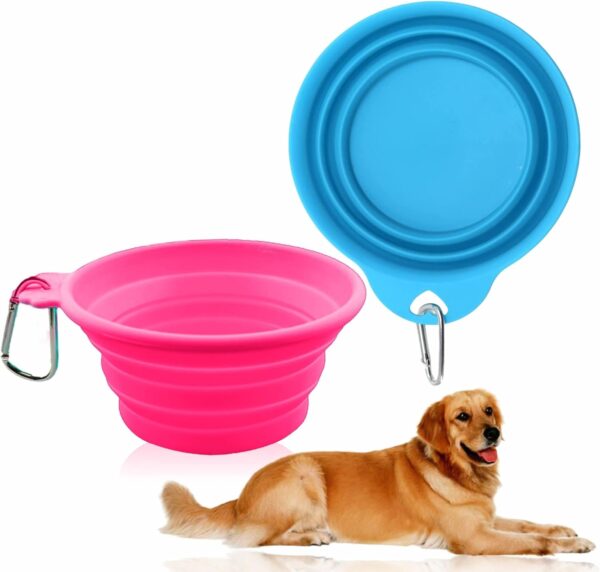 Dog Travel Bowl Collapsible Dog Bowl Portable Food Bowl Silicone Cat Bowl With Clip Expandable Cup Puppy Feeding Watering Supplies Travel Essential Home Accessories Assorted Color 15cm (1Pc)