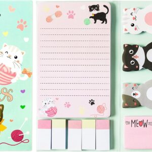 EGuangwiua 550Sheet I Just Really Like Cat Sticky Notes Cute Cartoon Cats Pet Paw Self-Adhesive Writing Notepads Animal Tabs Page Markers for Kids Students Gift Back to School Reward Office Supplies