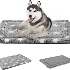 EMPSIGN Large Dog Bed Washable Reversible Cool and Warm Dog Mat Mattress for Dog Crate Pet Bed with Removable Cover, Grey, 92x61x2.8cm