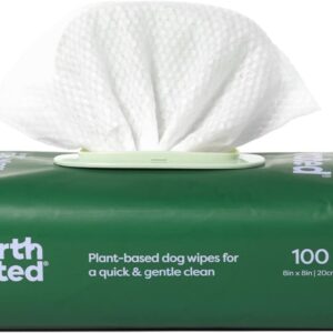 Earth Rated Dog Wipes for Dogs & Puppies, Thick Plant Based Grooming Wipes For Easy Use on Paws, Body and Bum, Lavender-Scented, 100 Count