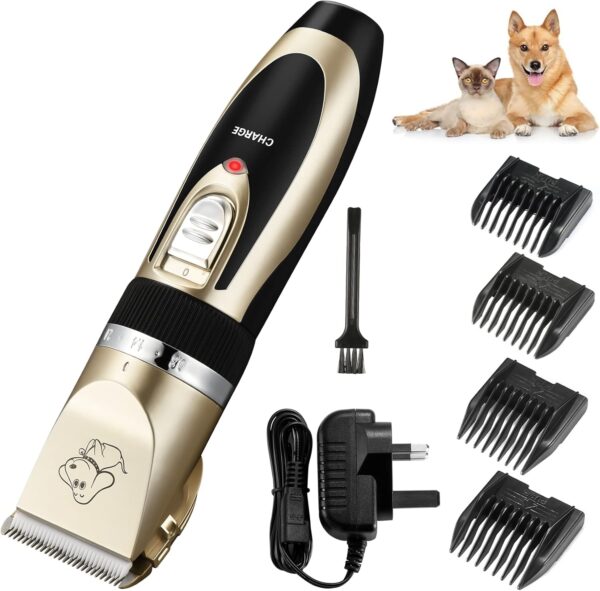 Electric Dog Clippers, Cordless Dog Trimmer Low Noise | Pet Grooming Kit Rechargeable & Fast Charging Dog Grooming Clippers with 4 Combs | Professional Cat Hair Trimmer for Dogs Cats Horses, Green