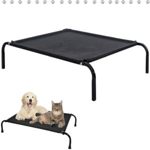 Elevated Dog Bed, Outdoor Metal Frame Raised Dog Cots Beds with No-Slip Feet & Breathable Mesh, Lightweight & Portable Indoor Outdoor Pet Beds Camping Beach Travel Use, 114cm x 76cm x 15cm