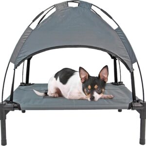 Elevated Dog Bed Pet Mesh Camping Cot Indoor Outdoor Tent with Canopy Cover (Small - 61cm x 47cm x 61cm)