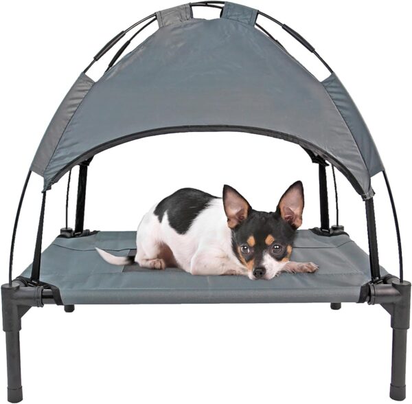 Elevated Dog Bed Pet Mesh Camping Cot Indoor Outdoor Tent with Canopy Cover (Small - 61cm x 47cm x 61cm)