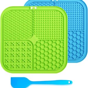 Emwel Dog Bowl Licky Mats for Dogs 2 Pcs Dog Lick Mats with Silicone Spatula Dog Lick Pad with Strong Suction Suitable