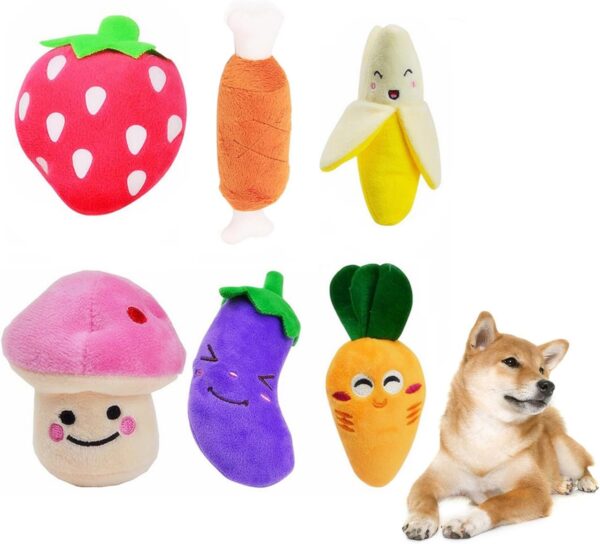 Emwel Small Dog Toys Squeaky Dog Toys Pets Squeaky Toy, 6 PCs Plush Puppy Toys for Small Medium Dogs