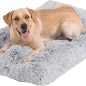 Enjamoy Large Dog Bed Washable, Soft Plush Calming Dog Beds Dog Crate Mattress Cushion for Large Medium Small Dogs Fluffy Dog Mat,90x60x8cm