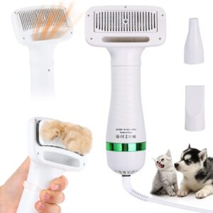 Esenlong Pet Hair Dryer, Portable and Quiet Dog Hair Dryer, 2 in 1 Pet Grooming Dryer with Slicker Brush, Dog Blow Dryer with Adjustable Temperature for Small and Medium Dogs and Cats