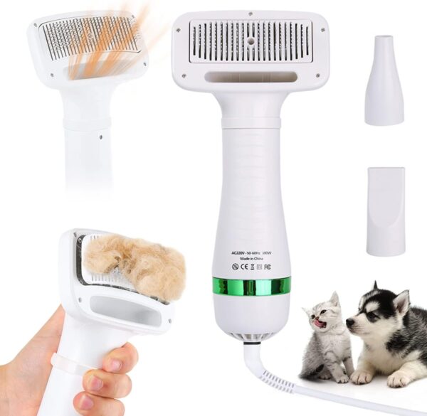 Esenlong Pet Hair Dryer, Portable and Quiet Dog Hair Dryer, 2 in 1 Pet Grooming Dryer with Slicker Brush, Dog Blow Dryer with Adjustable Temperature for Small and Medium Dogs and Cats