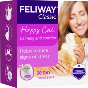 FELIWAY Classic 30 day starter kit. Diffuser and Refill. Comforts cats and helps solve helps solve behavioural issues and stress/anxiety in the home - 48ml, White