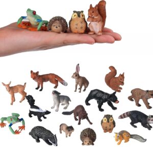 FLORMOON Animal Figures for Kids, 16PCS Realistic Forest Animals Baby Figurines, Woodland Creatures Figurines, Educational Toys for Science Project Cake Party Decor